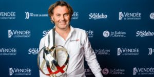 Yannick Bestaven lors de la remise des prix du Vendée Globe