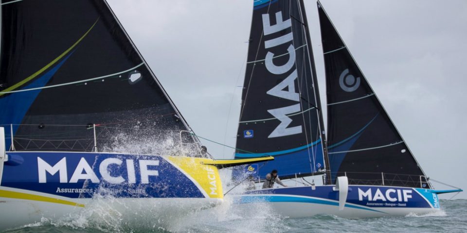 Martin Le Pape et Pierre Quiroga, skippers des Figaros Beneteau 3 Macif - Saison 2019 - 1ere navigation a Port La Foret le 07/02/2019