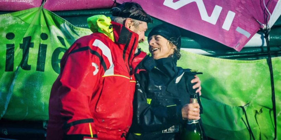 Halvard Mabire et Violette Dorange à l'arrivée du Vendée Globe