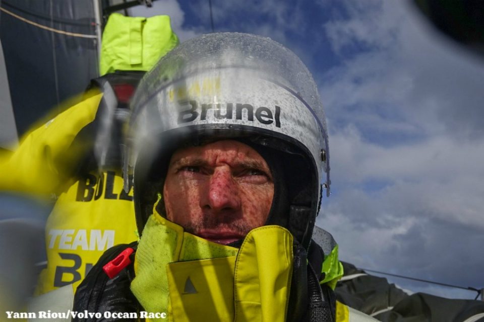 Leg 7 from Auckland to Itajai, day 08 on board Brunel.  Thomas Rouxel after 2 hours of driving. 25 March, 2018.